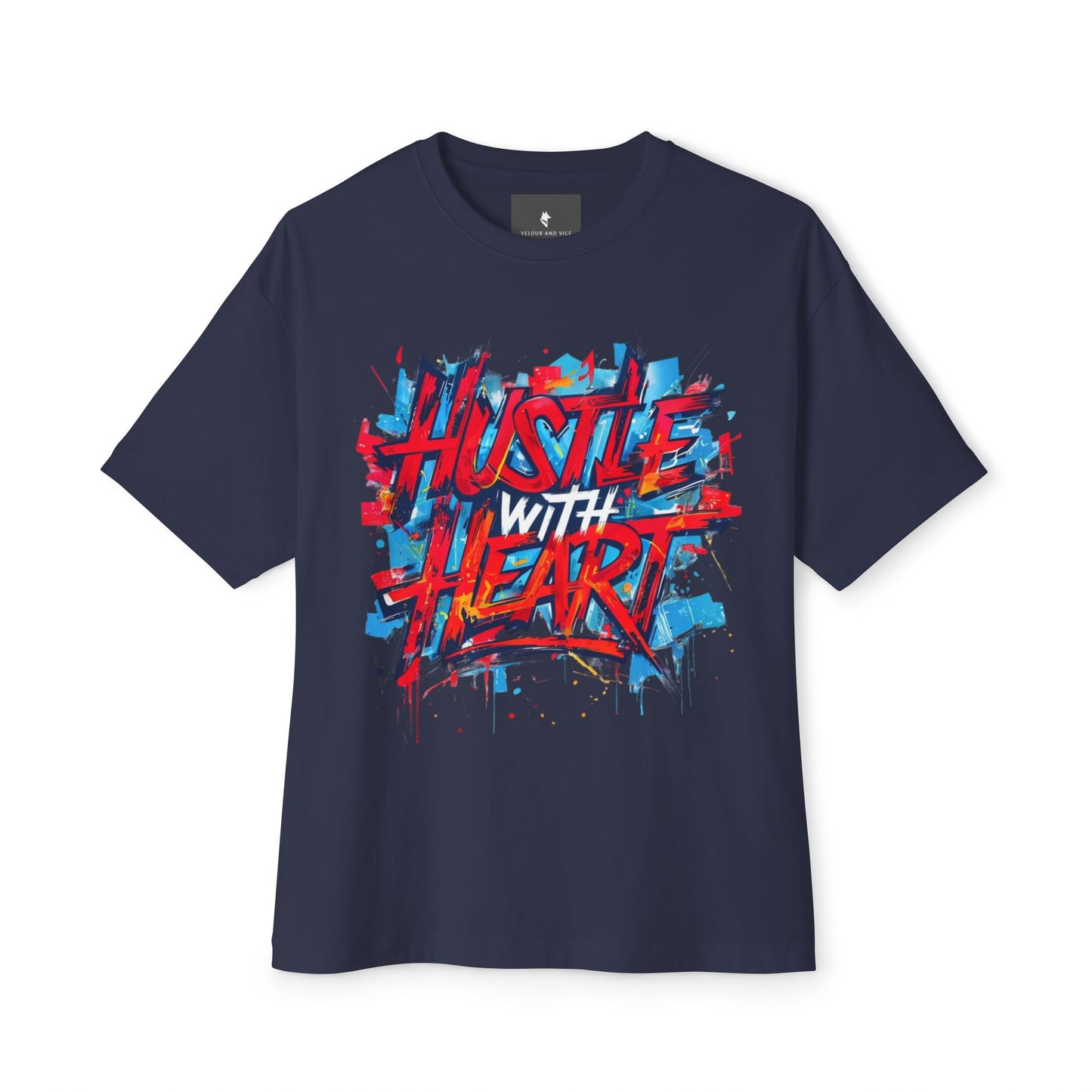 Hustle with Heart - Unisex Oversized Boxy Tee, Motivational Shirt, Casual Wear, Gift for Entrepreneurs, Graphic Tee