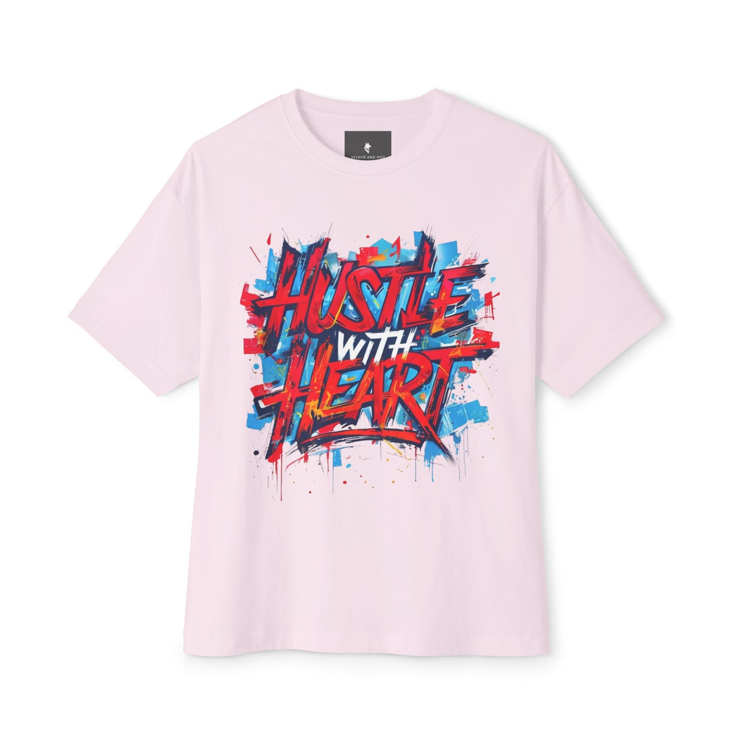 Hustle with Heart - Unisex Oversized Boxy Tee, Motivational Shirt, Casual Wear, Gift for Entrepreneurs, Graphic Tee