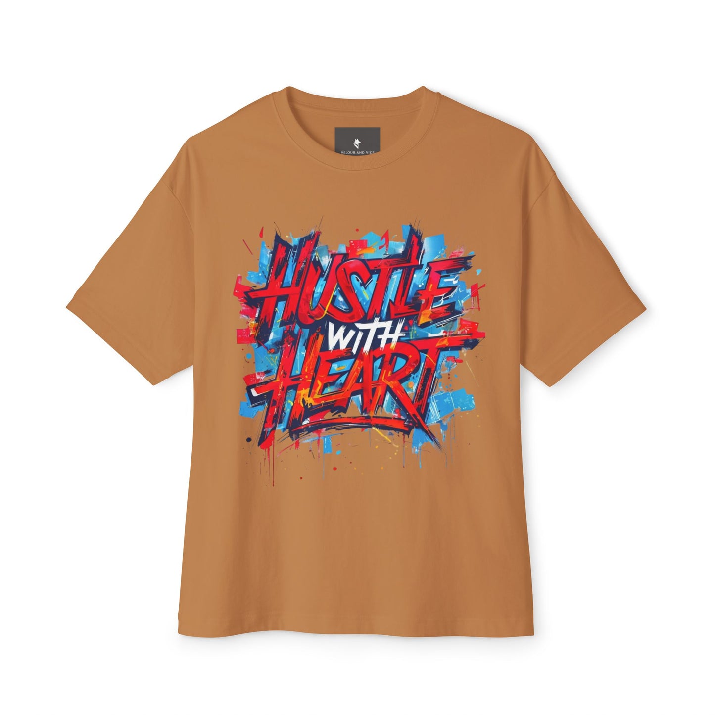 Hustle with Heart - Unisex Oversized Boxy Tee, Motivational Shirt, Casual Wear, Gift for Entrepreneurs, Graphic Tee