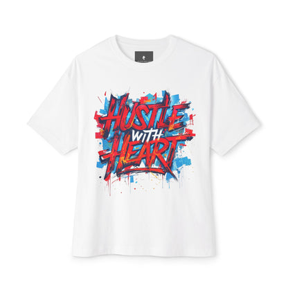 Hustle with Heart - Unisex Oversized Boxy Tee, Motivational Shirt, Casual Wear, Gift for Entrepreneurs, Graphic Tee