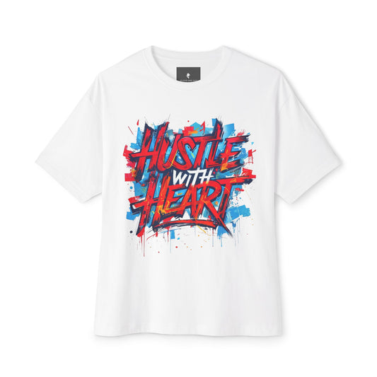 Hustle with Heart - Unisex Oversized Boxy Tee, Motivational Shirt, Casual Wear, Gift for Entrepreneurs, Graphic Tee